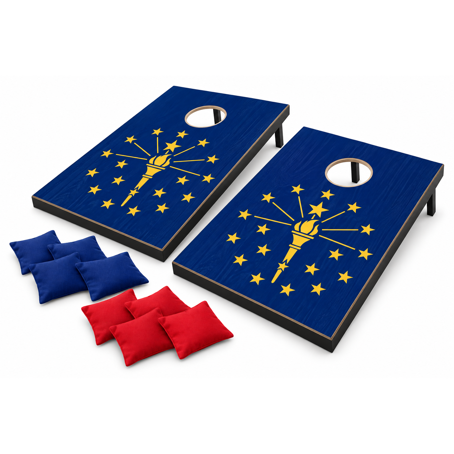 Travel cornhole board set.